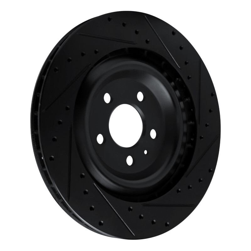 Porsche Macan Brake Rotor (1) - Rear Right - R1 Concepts - Drilled & Slotted - Black - `15-`18